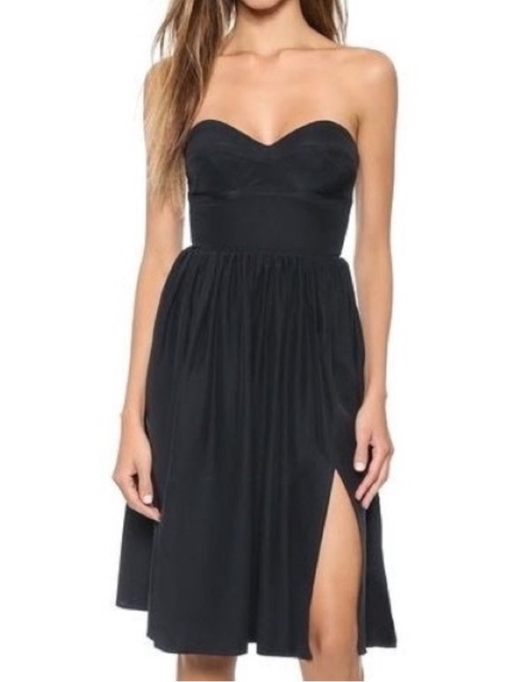 Amanda Uprichard Gisele Midi Double Slit Silk Dress NWT
